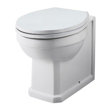 Traditional Back to Wall Toilet Pan, Classic White Ceramic WC with Timeless Bath