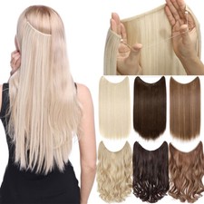 100% Natural Wire in Hair Extensions Invisible Wire One Piece Long Wavy as Human