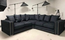 Monaco - 2c2 Corner Sofa | Scatter Back | Black | Brand New  - Free Delivery 
