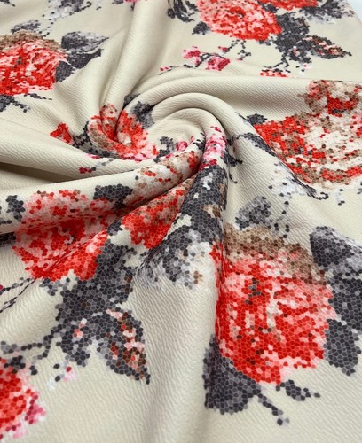 Beige floral print liverpool - floral,