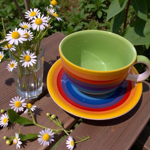 Hand painted windhorse - tea, cup