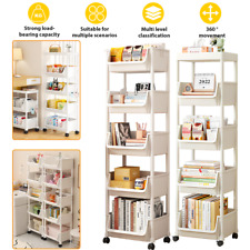 5 Tiers Storage Trolley Cart On Wheels Kitchen Rolling Organizer Rack Room White