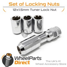 Tuner Silver Locking Wheel Nuts 12x1.5 Bolts Tapered For Honda Civic [Mk9] 11-16