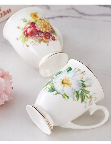 Floral design china mugs - floral, in