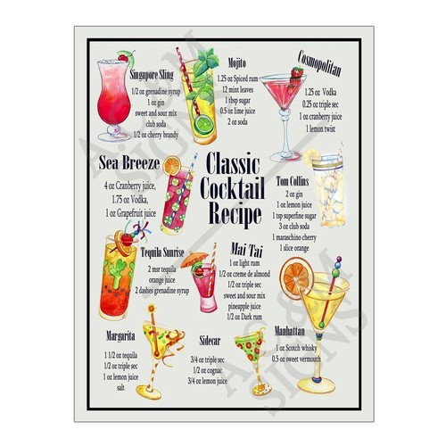 Metal tin sign plaque - plaque, cocktail