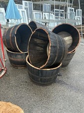 large oak whiskey half barrel