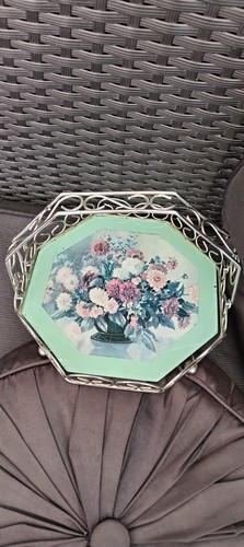 Vintage floral glass cake - vintage,
