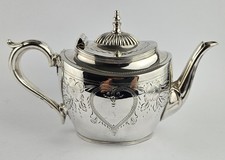 Victorian Silver-Plated Teapot by Henry Wilkinson, feat. Engraved Floral Details