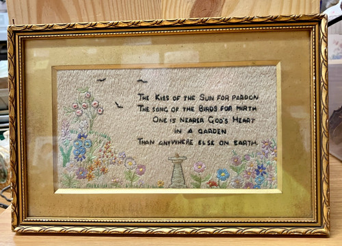 Vintage gilt framed embroidery - vintage,