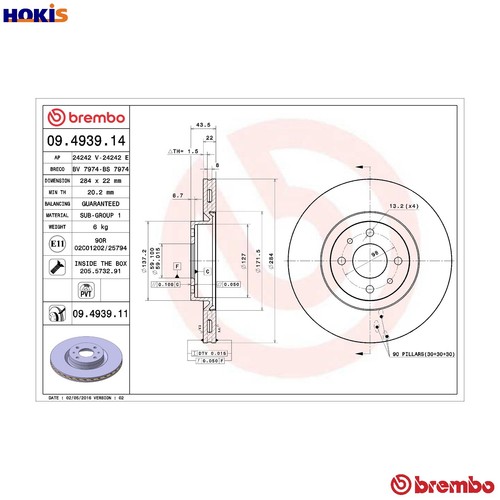 Brake disc 4939 11 for - 2x,