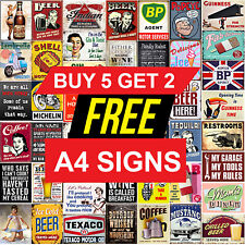 Retro Replica Poster Metal tin Sign Plaque Bar Kitchen Pub Wall Gararge Decor A4