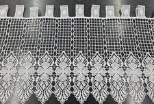 Macrame Lace Cafe Net Curtain with detailed Tab Top White or Cream FREE POSTAGE