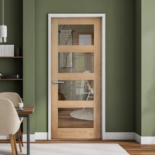 White Oak Internal Unfinished Shaker 4 Light Clear Glass Door (121827)