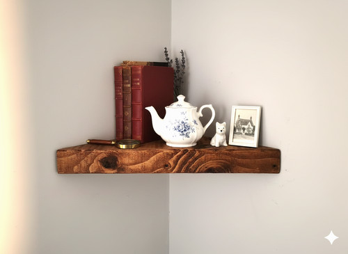 Rustic corner shelf - shelf, 4.5cm