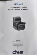 Leather Full Rise Recliner Chair Dual Electric Motors. Black.