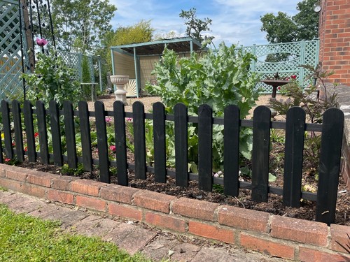 Wooden picket lawn edging - wooden,