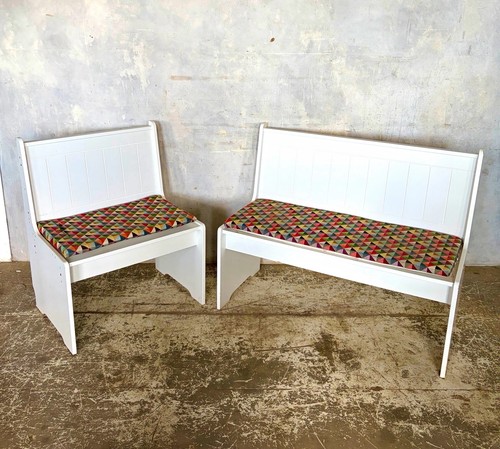 Vintage 1990s white church pew - vintage,