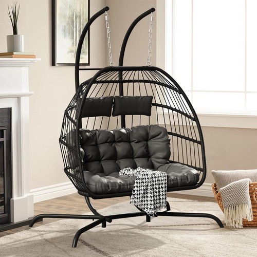 Wicker rattan hanging egg - hanging,