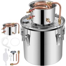 Alcohol Distiller 5Gal 20L Red Copper Pipe SUS Water Wine Distiller 2 Pots