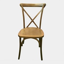 High Back Cross Stackable Chair Patio Office Cafes Dining Oak Wood Furniture
