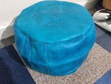Handmade Moroccan Turquoise Pouffe Genuine Leather Poufe Pouf Footstool New