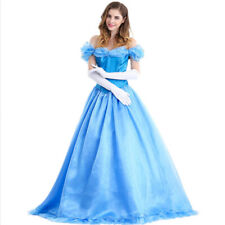 Adult Women Girls Cinderella Blue Dress Uniform Halloween Cosplay Costume