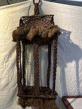 Large Vintage Macrame Plant Hanger Handmade 4 Ft.. With A Light. Hippie Boho