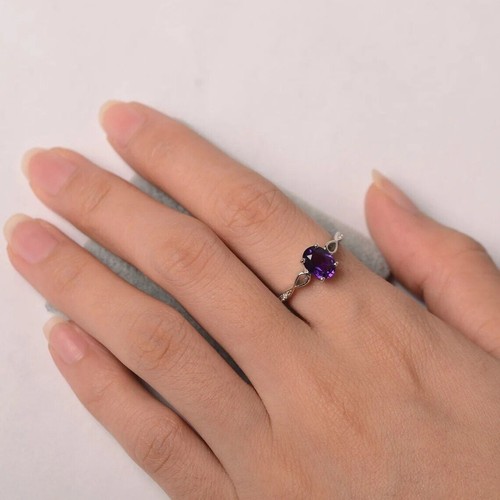 Solitaire purple amethyst ring - amethyst,