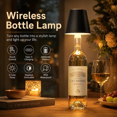 Wireless bottle table lamp - bottle,