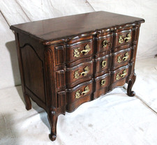 RARE VINTAGE MINIATURE FRENCH PROVINCIAL CHEST DRAWERS WOOD BRASS JEWELRY BOX