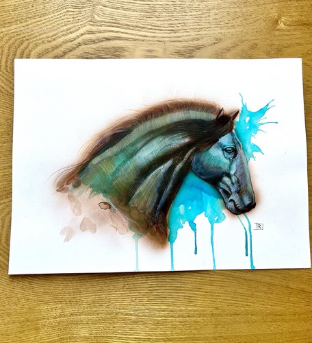 Original horse painting a3 - original,