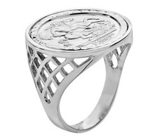 Sterling Silver St George Coin Ring / Sovereign -  ALL SIZES AVAILABLE