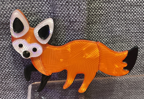 Acrylic fox brooch - acrylic,