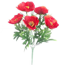 ARTIFICIAL SILK FLOWERS DEEP ORANGE WILD POPPY BUNCH Home Outdoor 