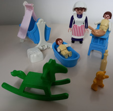 Playmobil Victorian Mansion Nursery Cot High Chair Cradle Rocking horse twins