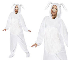 Easter Bunny Costume Adult White Rabbit Fancy Dress Jumpsuit Outfit Unisex