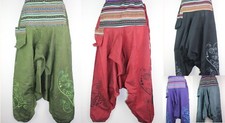 Vintage Trousers Hippie Wideleg Boho Harem Festival Pants Aladdin Yoga Ninja S24