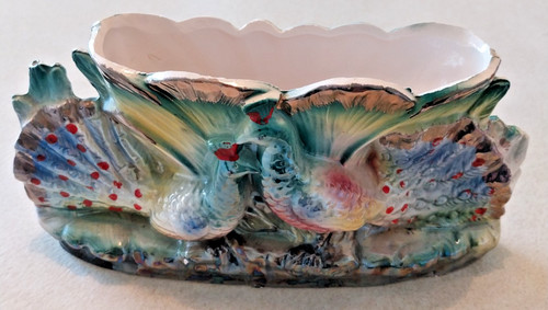 Vintage ceramic peacock vase - ceramic, vase-