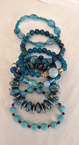 Blue turquoise beaded - turquoise, stretch