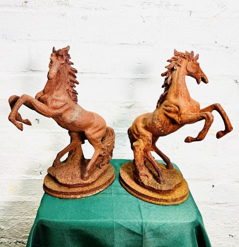 Pair cast metal horse - pair, of