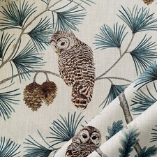 Sanderson Curtain Fabric OWLSWICK ~ TEAL ~ 2.4m ~ Cotton/Linen Mix Design
