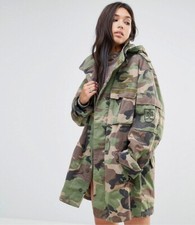 Vintage women's Oversized Slovakian army camouflage parka camo military jacket