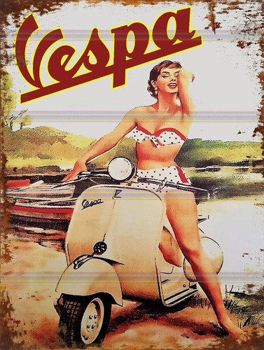 Vespa retro tin metal sign - vespa,