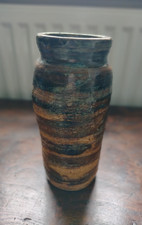Decorative Stoneware Vase with a Textured Multi-coloured Glaze Signed 24cm Tall
