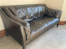 HALO Reggio 3 seater sofa leather settee brown full aniline leather