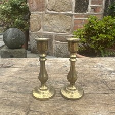 Small Brass Candlestick Pair Vintage Antique Candle Holder Miniature 7cm Tall