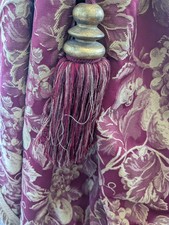 BESPOKE GOLD/RED jacquard BROCADE BLANKET Lined XMAS  CURTAINS 77" L X 100" W