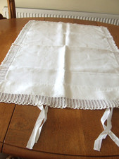 Vintage White Linen Pillow Case with Hand Crochet Edgeing.