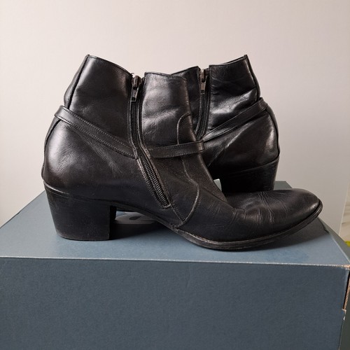 Vintage black leather cuban - leather,