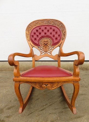 Antique carved oak green - antique, /
